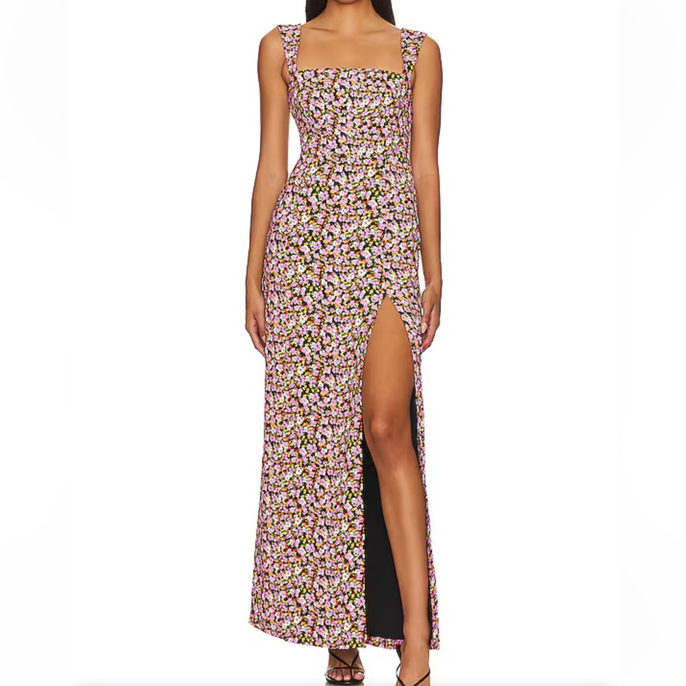 NEW LPA Fiorella Maxi Dress in Fluerel Floral Multi